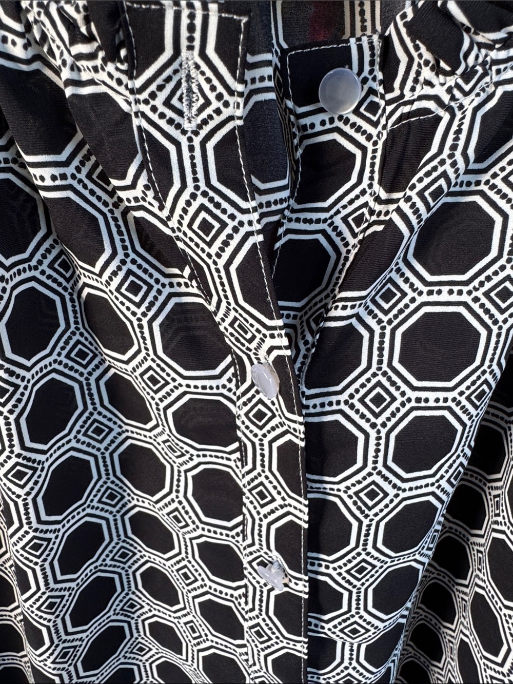 Ruby Rd. Black & White Octagon-Print Button Down Shirt - Picture 3 of 4